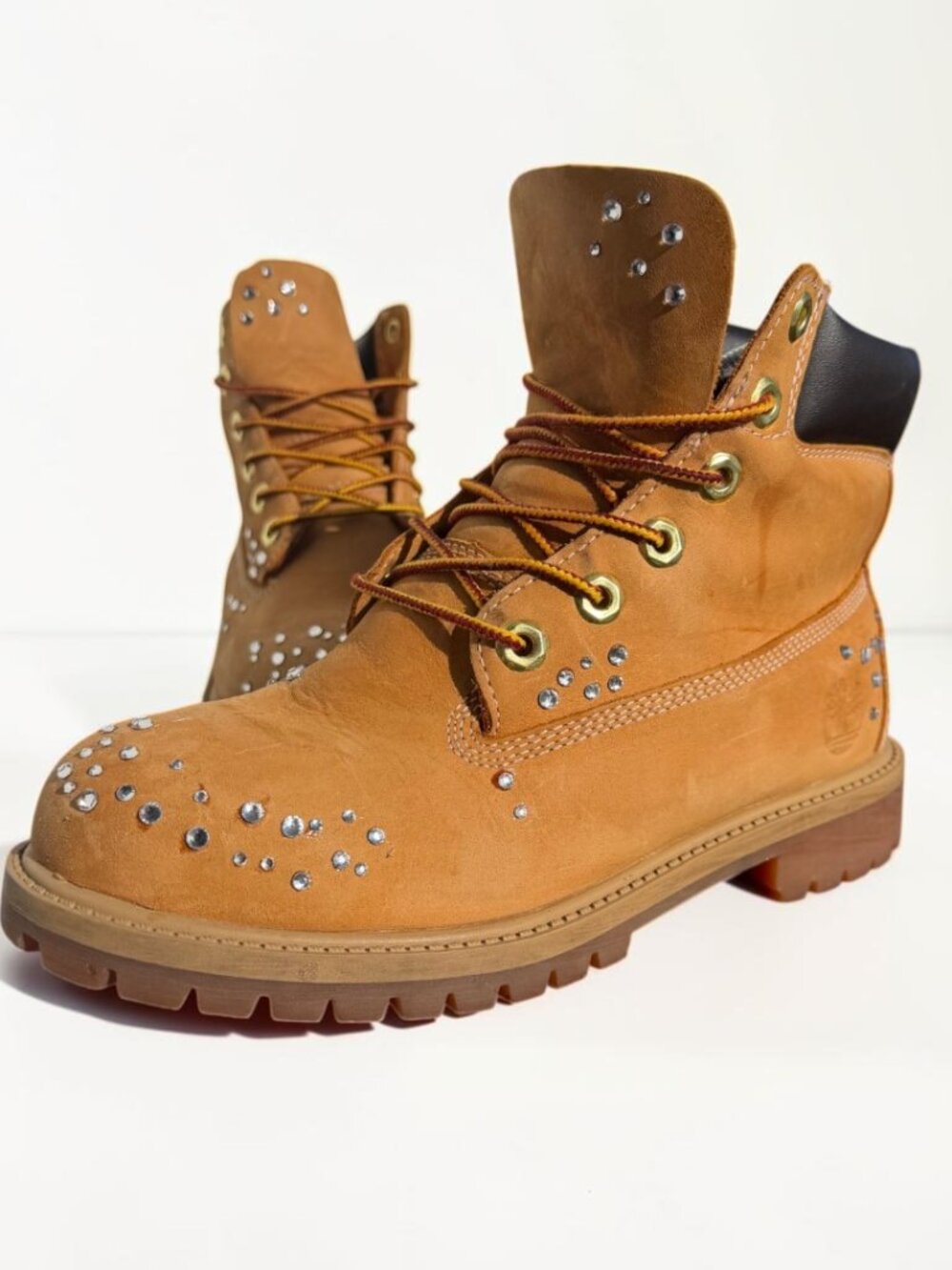 Timberland Wheat Rhinestone Custom 6-Inch Boots Women 6.5 One of One